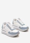 Niebiesko-Białe Sneakersy na Grubej Podeszwie z Brokatowymi Wstawkami Dorcassa