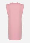 Różowa Sukienka Pudełkowa z Podkreślonymi Ramionami Mimossa