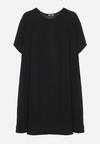Czarna Klasyczna Sukienka Mini Trapezowa z Krótkim Rękawem Ifilva