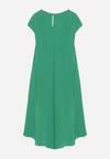 Zielona Sukienka na Grubych Ramiączkach Rozkloszowana Midi Aelthia
