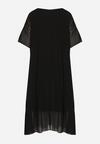 Czarna Sukienka Plisowana z Lekko Luźnym Fasonie Forxia