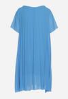 Niebieska Sukienka Plisowana z Lekko Luźnym Fasonie Forxia