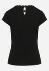 Czarny Bawełniany T-shirt z Koronkową Wstawką Thinara