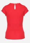 Czerwony Bawełniany T-shirt z Koronkową Wstawką Thinara