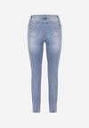 Niebieskie Jeansy Skinny z Dziurami i Efektem Push Up Glyidra