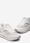 Białe Sneakersy Ozdobione Brokatem i Metalicznymi Wstawkami Cindema