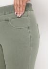 Jasnozielone Spodnie Skinny z Kieszeniami z Wyższym Stanem Ekiara