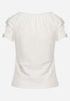 Biały Bawełniany T-shirt z Koronką i Wycięciami na Rękawach Imilalca