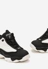 Czarno-Białe Buty Sportowe za Kostkę z Ozdobnymi Tłoczeniami i Skórzaną Wkładką Asenobia