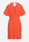 Pomarańczowa Rozkloszowana Sukienka Mini z Koronkowymi Wstawkami Setaya