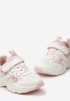 Różowo-Białe Buty Sportowe Sneakersy z Aplikacjami w Kształcie Kokardek Delhpin