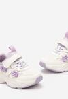 Fioletowo-Białe Buty Sportowe Sneakersy z Aplikacjami w Kształcie Kokardek Delhpin