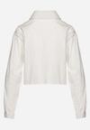 Biała Bawełniana Koszula o Krótkim Fasonie z Ażurowym Wykończeniem Leama