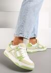 Zielono-Białe Sneakersy z Jeansowymi Wstawkami Asailla