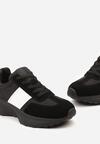 Czarne Sneakersy ze Skóry Naturalnej Ozdobione Wstawkami z Ekozamszu  Brialle