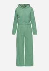Zielony Sztruksowy Komplet Dresowy Bluza z Kapturem i Szerokie Spodnie z Kieszeniami Makeria