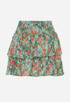 Zielona Spódnica Mini w Kwiatowy Print z Falbankami Rozkloszowana Kilina