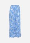 Niebieskie Wiskozowe Spodnie Szerokie we Florystyczny Wzór Seridwen
