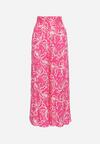 Różowe Wiskozowe Spodnie Szerokie we Florystyczny Wzór Seridwen