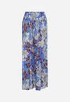 Niebieskie Szerokie Spodnie z Wiskozy z Gumką w Pasie w Kwiaty Bisilia