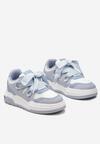 Niebiesko-Białe Sneakersy na Niskiej Platformie z Szerokimi Sznurówkami Gritte