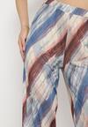 Granatowo-Beżowe Szerokie Spodnie z Siateczki w Abstrakcyjny Wzór Andiara