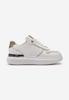 Beżowo-Białe Sneakersy na Niskiej Platformie z Brokatowymi i Metalicznymi Wstawkami Limexa