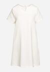 Biała Sukienka Trapezowa Mini z Kieszeniami Hreona
