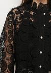Czarna Koszula Koronkowa ze Stójką w Stylu Vintage Drusilia
