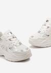 Białe Sneakersy z Modnymi Wstawkami i Tłoczoną Podeszwą Tayris