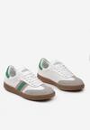 Biało-Zielone Sneakersy z Naturalnej Skóry ze Wstawkami po Bokach Irinea
