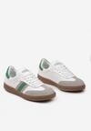 Biało-Zielone Sneakersy z Naturalnej Skóry ze Wstawkami po Bokach Irinea