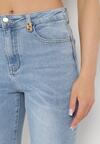 Jasnoniebieskie Jeansy Skinny z Elastycznej Bawełny z Ozdobną Szlufką Almiria