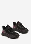Czarno-Różowe Buty Sportowe na Rzepy na Grubej Podeszwie z Kolorowymi Detalami Lasaelia