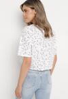 Biały Bawełniany T-shirt Oversize w Kwiatowy Print o Krótkim Fasonie Daelinn
