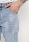 Niebieskie Jeansy Skinny z Przetarciami i Wsuwanymi Kieszeniami Faroria