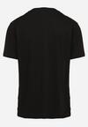 Czarna Koszulka Bawełniana z Nadrukiem na Klatce Piersiowej Gwinora