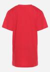 Czerwona Bawełniana Koszulka z Nadrukowaną Aplikacją na Przodzie Quelitta