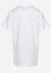 Biała Bawełniana Koszulka z Nadrukowaną Aplikacją na Przodzie Quelitta