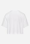 Biały T-shirt o Krótkim Kroju z Bawełny Ozdobiony Napisem Naveera