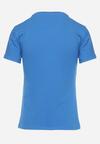 Niebieski Bawełniany T-shirt z Nadrukiem na Przodzie Subsoria