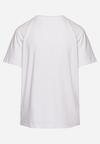 Biały Bawełniany T-shirt z Ozdobnym Nadrukiem z Przodu Elstisa