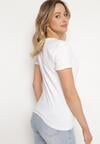Biały Bawełniany T-shirt Bluzka z Delikatnym Haftem z Przodu Acindra