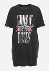 Ciemnoszary T-shirt z Bawełny z Napisem Guns N' Roses Pocamona