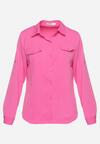 Różowa Klasyczna Koszula z Imitacją Kieszeni i Ozdobnymi Tłoczeniami Lallama