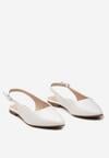 Białe Płaskie Sandały bez Pięty Zapinane na Sprzączkę ze Szpiczastym Noskiem Ename