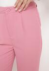 Różowe Spodnie o Klasycznym Fasonie z Podwiniętymi Nogawkami z Ukrytym Suwakiem Wilelma