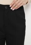 Czarne Spodnie o Klasycznym Fasonie z Podwiniętymi Nogawkami z Ukrytym Suwakiem Wilelma