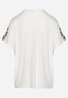 Biały Bawełniany T-shirt o Fasonie Nietoperza z Metalicznym Nadrukiem Brielltia