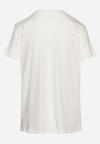 Biały Bawełniany T-shirt z Kolorowym Nadrukiem Nairita